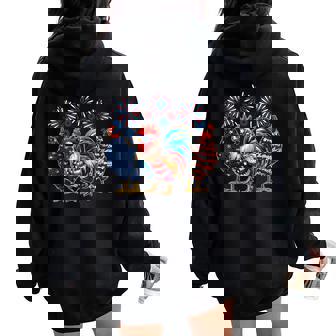 Chicken 4Th Of July Chicken-Lover American Usa Flag Women Oversized Hoodie Back Print - Thegiftio
