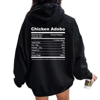 Chicken Adobo Nutrition Facts Filipino Pride Women Oversized Hoodie Back Print - Monsterry AU