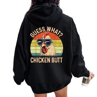 Chicken Guess What Chicken Butt Women Oversized Hoodie Back Print - Seseable