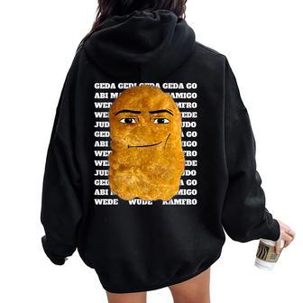 Chicken Nugget Meme Women Oversized Hoodie Back Print - Monsterry AU