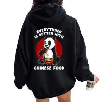 Chinese Food Lover Cute Panda Bear Noodle Asian Fun Foodie Women Oversized Hoodie Back Print - Thegiftio UK