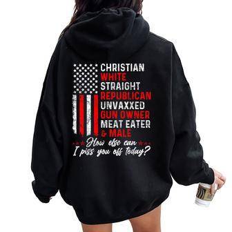 Christian White Straight Republican Unvaxxed Gun Owner Women Oversized Hoodie Back Print - Thegiftio UK