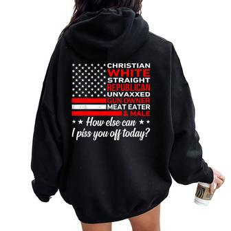 Christian White Straight Republician American Flag Women Oversized Hoodie Back Print - Monsterry