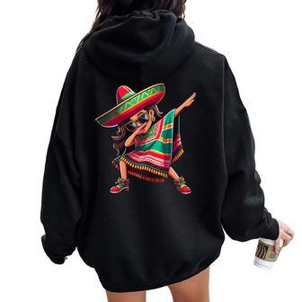 Cinco De Mayo Dabbing Mexican Girl Cinco De Mayo Women Oversized Hoodie Back Print - Monsterry DE