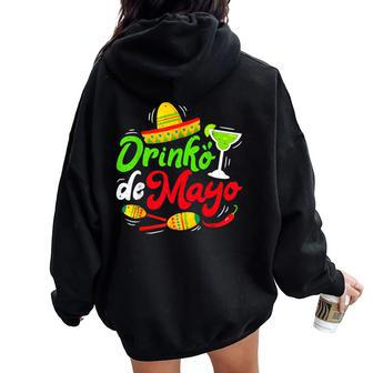 Cinco Drinko De Mayo Drinking Tequila Margarita Women Oversized Hoodie Back Print | Mazezy DE