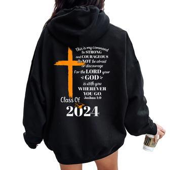 Class Of 2024 Christian Graduation Senior Graduate Women Oversized Hoodie Back Print - Monsterry CA