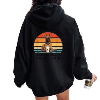 I Like Coffee My Belgian Malinois And Maybe 3 People Women Oversized Hoodie Back Print - Thegiftio UK