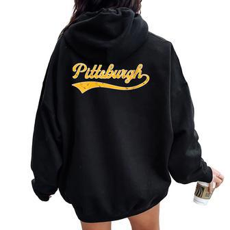 College University Pittsburgh Pennsylvania Baseball Fan Women Oversized Hoodie Back Print - Monsterry UK