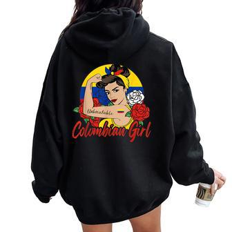 Colombia Girl Colombian Mujer Colombiana Flag Women Oversized Hoodie Back Print | Mazezy UK