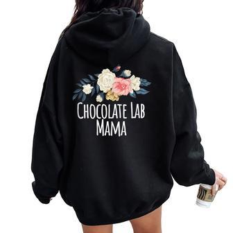 Colored Saying Chocolate Lab Mama Women Oversized Hoodie Back Print - Monsterry
