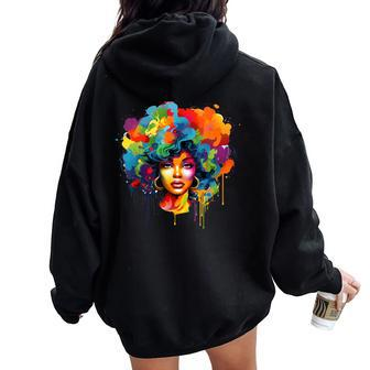 Colorful Afro Woman African American Melanin Blm Girl Women Oversized Hoodie Back Print - Thegiftio UK