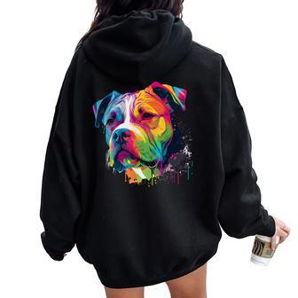 Colorful American Bulldog American Bully Women Women Oversized Hoodie Back Print - Thegiftio UK