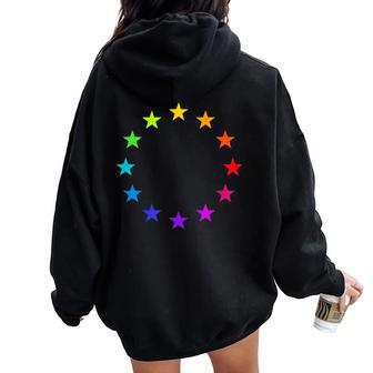 Colorful Europe Rainbow Stars European Union Flag Women Oversized Hoodie Back Print - Thegiftio UK