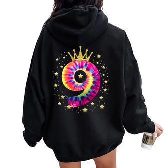 Colorful Tie Dye 9 Year Old Girls 9Th Bday Women Oversized Hoodie Back Print - Thegiftio UK