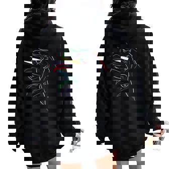 Colorful Unique Adult Pretty Unicorn For Women Women Oversized Hoodie Back Print - Thegiftio