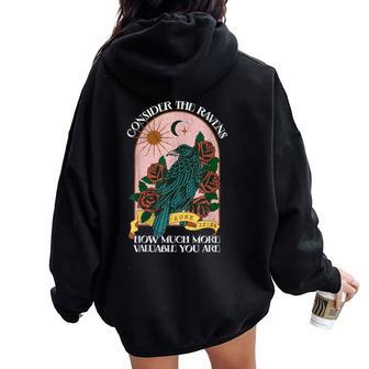 Consider The Ravens Bird Luke 12 24 Bible Verse Christian Women Oversized Hoodie Back Print - Monsterry