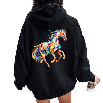 Cool Horse Colorfull Women Oversized Hoodie Back Print - Seseable