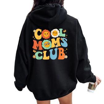 Cool Moms Club Groovy Mother's Day Floral Flower Women Oversized Hoodie Back Print - Seseable