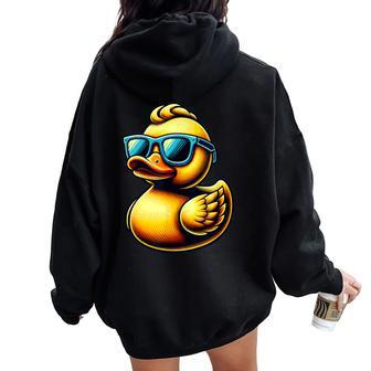Cool Rubber Duck With Sunglasses Duckling Cute Ducky Women Oversized Hoodie Back Print | Mazezy