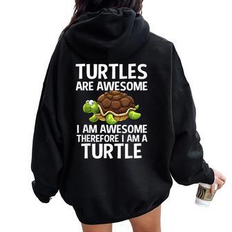 Cool Sea Turtle For Tortoise Turtle Lover Women Oversized Hoodie Back Print - Seseable