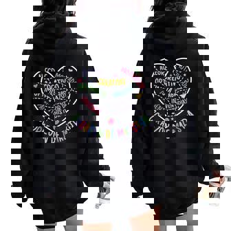 Corazon Maestra De Español Spanish Teacher Maestra Bilingue Women Oversized Hoodie Back Print | Seseable CA