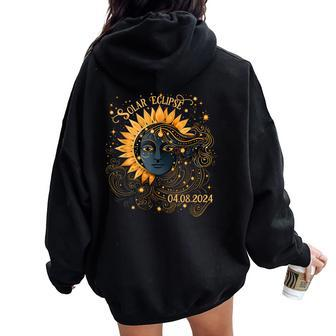 Cosmos Girl Total Solar Eclipse Watching April 8 2024 Women Oversized Hoodie Back Print - Monsterry UK