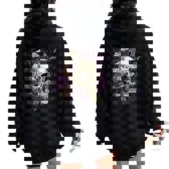 Cottagecore Skull Mushroom Collector Morel Mycologist Goth Women Oversized Hoodie Back Print - Thegiftio UK