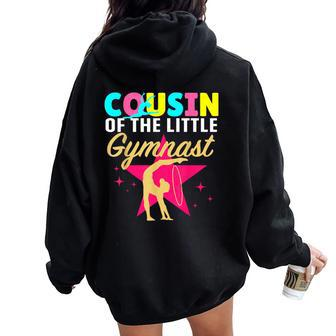 Cousin Little Gymnast Girl Birthday Gymnastics Themed Party Women Oversized Hoodie Back Print | Mazezy