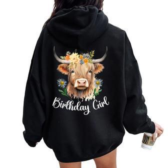 Cow Birthday Girl Mother Girl Mama Woman Family Matching Women Oversized Hoodie Back Print - Seseable