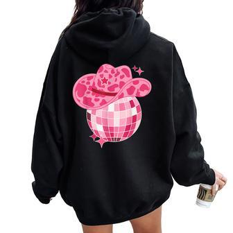 Cowboy Hat Disco Groovy Ball Girls Let's Go Western Cowgirls Women Oversized Hoodie Back Print - Seseable