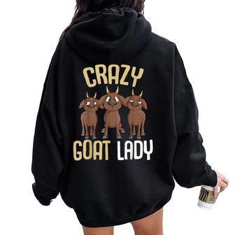 Crazy Goat Lady Goat Lover Women Women Oversized Hoodie Back Print - Thegiftio UK