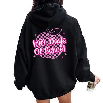 Cute 100Th Day Pink Teacher Girls 100 Days Of School Women Oversized Hoodie Back Print - Monsterry UK