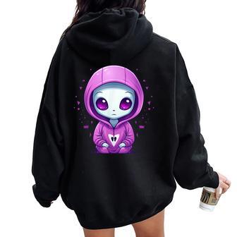 Cute Alien Girl I Alien Women Oversized Hoodie Back Print - Monsterry AU