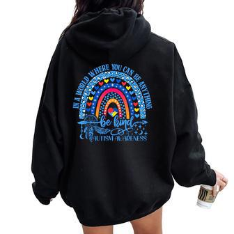 Cute Autism Mom Autism Awareness Be Kind Support Women Oversized Hoodie Back Print | Mazezy DE