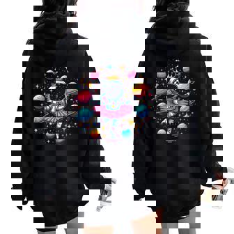 Cute Ballerina Girl Space Astronaut Women Oversized Hoodie Back Print | Mazezy