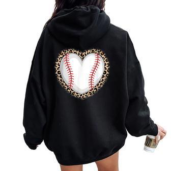 Cute Baseball Heart Baseball Lover Girls Women Oversized Hoodie Back Print - Monsterry DE