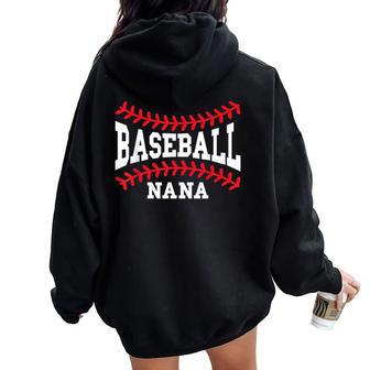 Cute Baseball Nana Laces Little League Grandma Women's Women Oversized Hoodie Back Print - Seseable