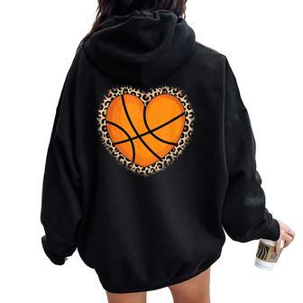 Cute Basketball Heart Basketball Lover Girls Women Oversized Hoodie Back Print - Thegiftio UK