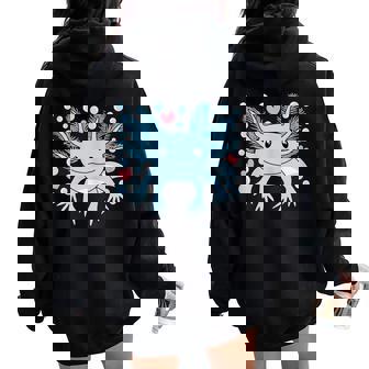 Cute Blue Axolotl Kawaii Axolotl Lover Girls Women Oversized Hoodie Back Print - Thegiftio