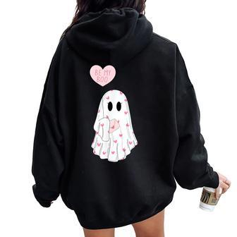 Cute Be My Boo Valentine Ghost Valentine Mens Women Oversized Hoodie Back Print - Monsterry