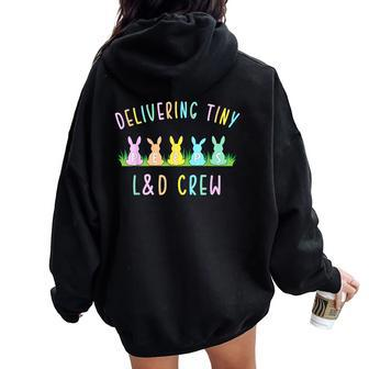 Cute Delivering Rabbits Labor And Delivery L&D Nurse Easter Women Oversized Hoodie Back Print | Mazezy