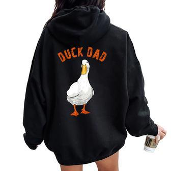 Cute Duck Dad Lover Illustration Duck Owner Women Oversized Hoodie Back Print - Monsterry