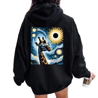 Cute The Giraffe Little Animals Pet Lovers Solar Eclipse Women Oversized Hoodie Back Print - Seseable