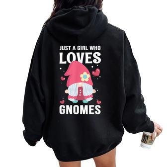 Cute Girl Gnome Just A Girl Who Loves Gnomes Women Oversized Hoodie Back Print - Thegiftio UK