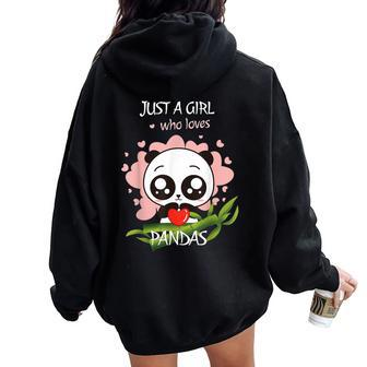 Cute Just A Girl Who Loves Pandas Cute Panda Women Oversized Hoodie Back Print - Thegiftio UK