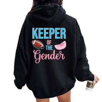 Cute Keeper Of The Gender Touchdowns Reveal For Mom And Dad Women Oversized Hoodie Back Print - Seseable