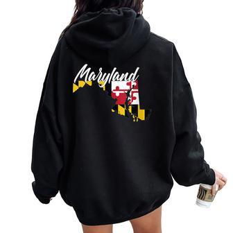Cute Maryland Map Flag State Pride Women Oversized Hoodie Back Print - Monsterry UK