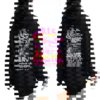 Cute Monster Truck Birthday Party Girl Like Monster Truck Women Oversized Hoodie Back Print | Mazezy