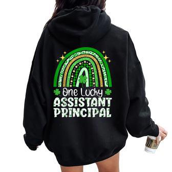 Cute One Lucky Assistant Principal Rainbow St Patrick’S Day Women Oversized Hoodie Back Print - Seseable
