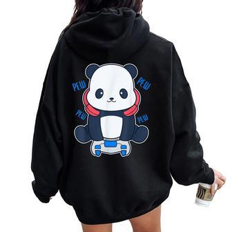 Cute Panda Gaming Graphic Panda Bear Women Oversized Hoodie Back Print - Thegiftio UK